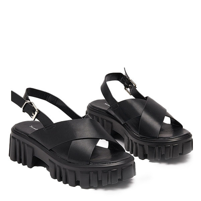OUTLET Sandale de dama negre pe talpa masiva Otida - Incaltaminte