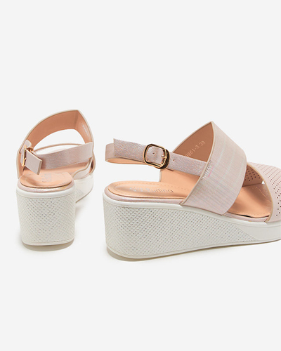 Sandale de damă roz pe pană Velmisa - Încălțăminte