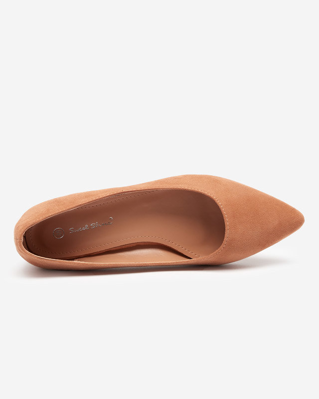 Pompe maro deschis cu toc plat Czinni - Incaltaminte