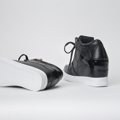 Czarne sneakersy na koturnie Ester- Obuwie