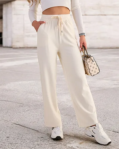 Royalfashion Pantaloni largi cu nervuri pentru femei