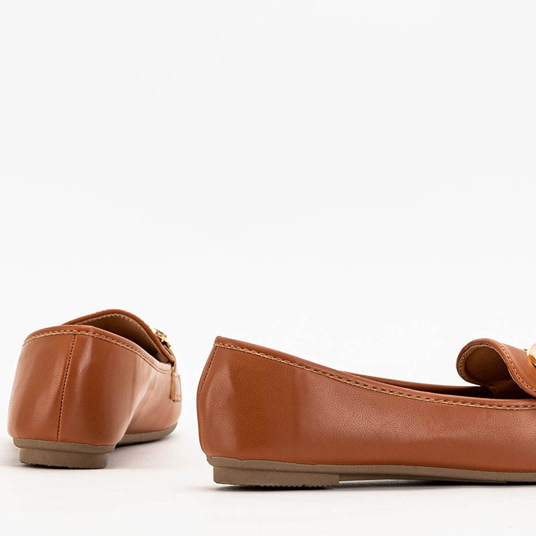 OUTLET Mocasini de dama maro cu decor Pyolens - Incaltaminte