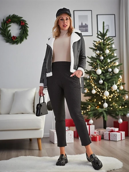 Royalfashion Pantaloni teggings călduroși pentru femei PLUS SIZE