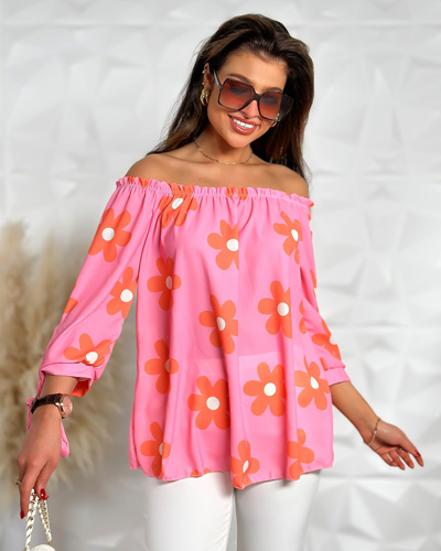 Royalfashion Bluză de damă a'la hiszpanka în flori