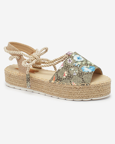 Royalfashion Espadrile pentru femei kaki cu flori Elizeaf