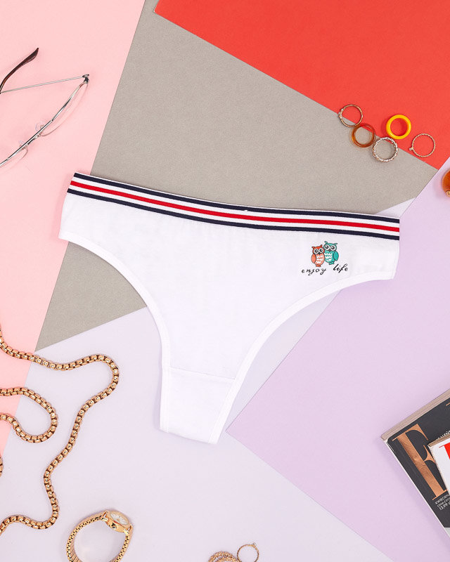 Tanga de dama alb cu imprimeu - Lenjerie intima