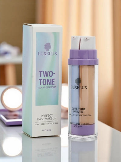Crema 2 în 1 cu bază violetă de machiaj și fond de ten - neutralizează tonurile galbene și pământii