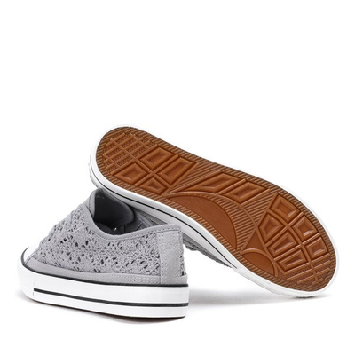 Szare koronkowe trampki Montia - Obuwie