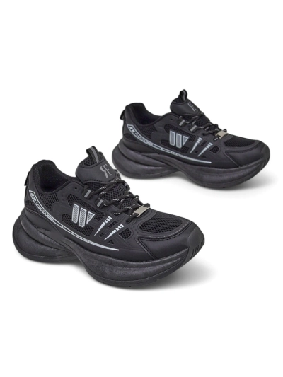 Pantofi sport de damă Royalfashion Hypatia negri cu toc plat de 5 cm