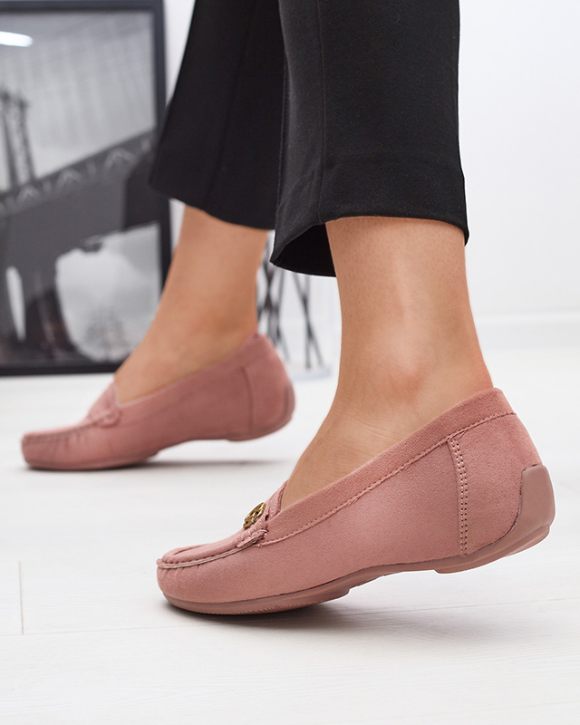 Mocasini de dama roz inchis pe pană joasă, acoperită Lemira - Încălțăminte