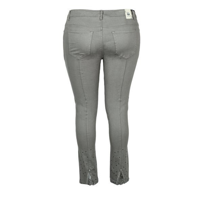 Szare jeansy z wysokim stanem PLUS SIZE - Spodnie