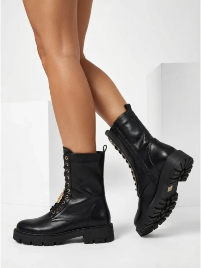 Botine de damă Venit cu șireturi din piele ecologică