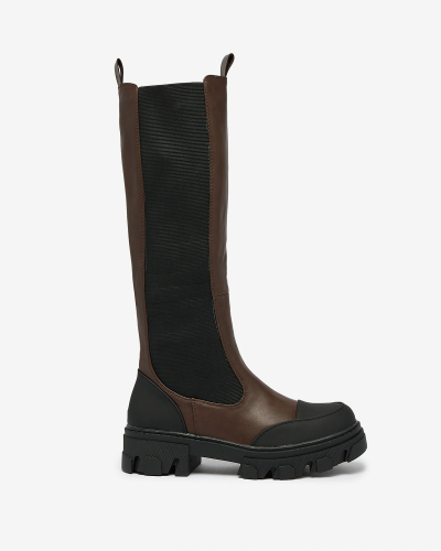 Royalfashion Cizme jumătatea gambei de damă maro închis Blyss