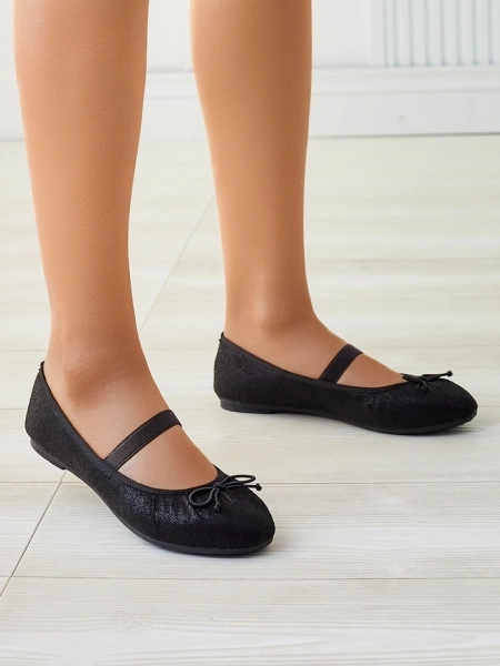 Royalfashion Balerini strălucitoare pentru femei cu fundiță și elastic Safte