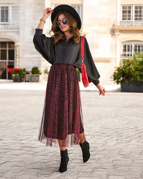 Fusta midi cu model pentru femei de la Royalfashion cu tulle