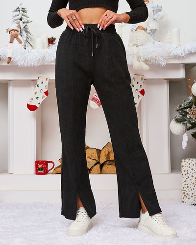 Royalfashion Pantaloni din stofă de catifea neagră pentru femei