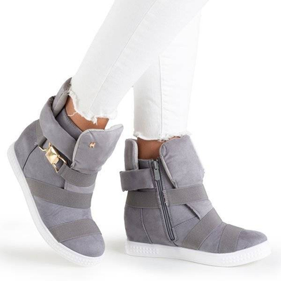 OUTLET Adidași gri pentru femei cu pană de interior Dinah - Încălțăminte