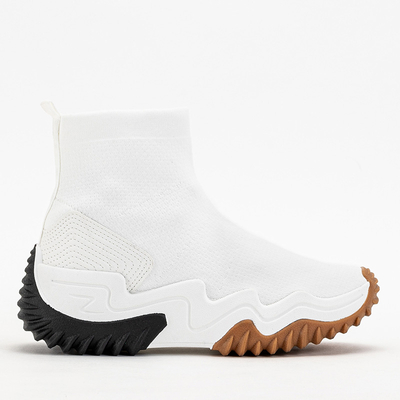 Pantofi sport Tenera de damă albi cu platformă - Încălțăminte