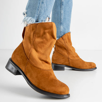 OUTLET Cizme cu toc plat maro Himalia - Încălțăminte