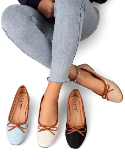 Pantofi balet pentru femei Royalfashion cu sclipici și o fundiță Aramie