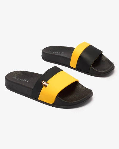 Royalfashion Șlapi de cauciuc galben și negru pentru femei Lierigs