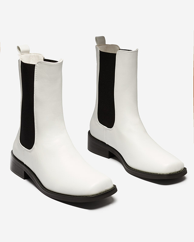 Botine Dama Astra Albe Piele Elegante de Toamnă