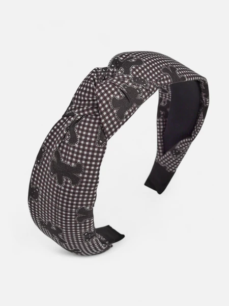 Royalfashion Bandă de păr împletită în carouri și cu urși