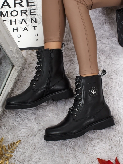 Botine Dama Luna Negre Piele Elegante de Zi cu Zi