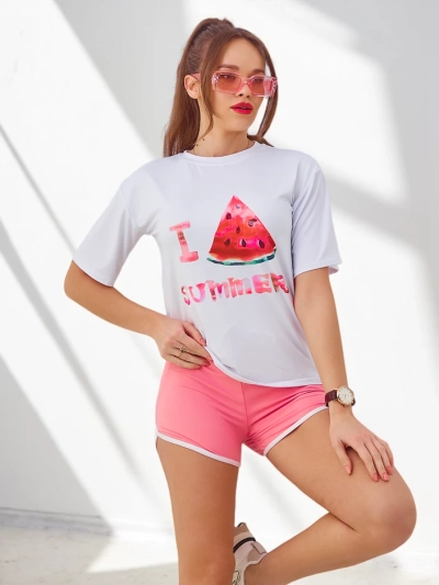 Set sportiv Royalfashion pentru femei cu tricou și pantaloni scurți Pepene