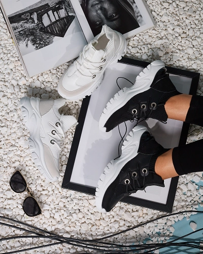 Adidași sport pentru femei, în alb și bej Hasola- Footwear