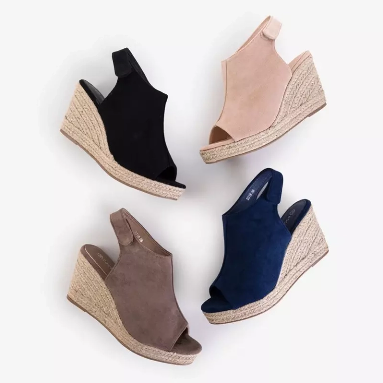 Sandale cu toc de piele ecologică pentru femei bej Irenea - Încălțăminte