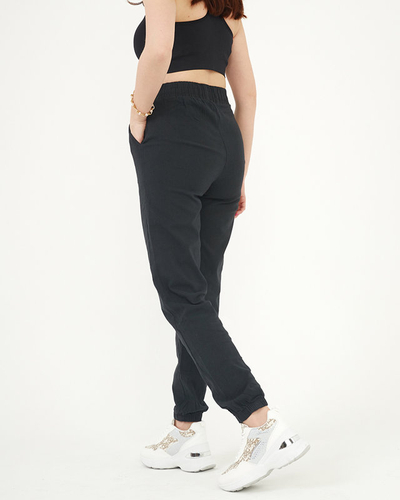 Pantaloni de jogging din material negru pentru femei - Îmbrăcăminte