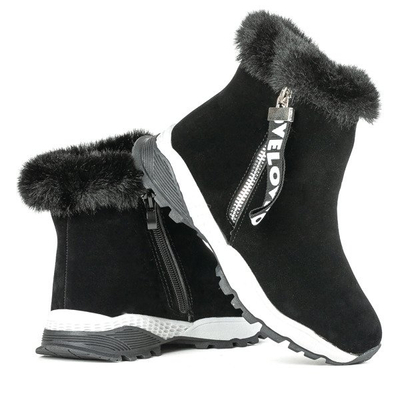 Czarne sportowe botki dziecięce Winter - Obuwie