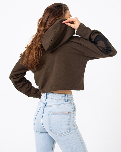 Top verde pentru femei cu glugă verde închis - Îmbrăcăminte