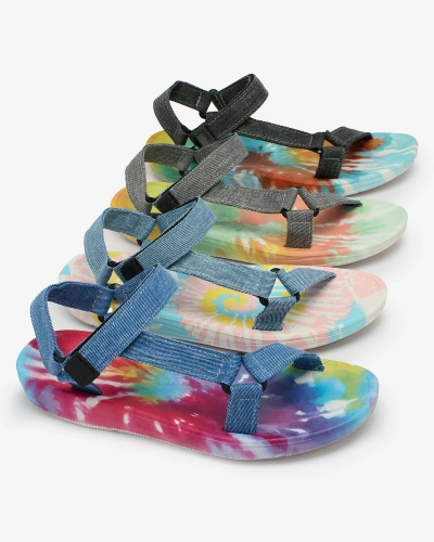 Royalfashion Sandale negre pentru femei cu talpă colorată Asottil