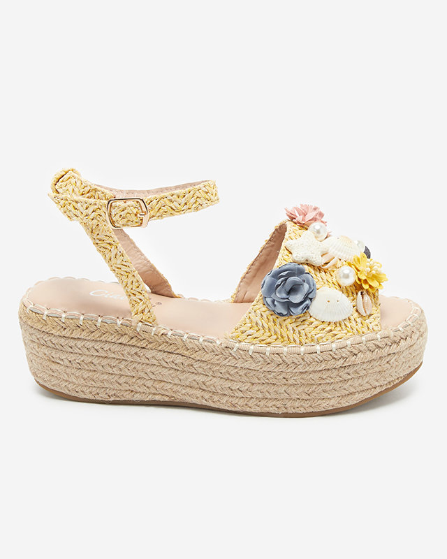 OUTLET Sandale de dama galbene cu dunga decorata Soramis - Incaltaminte