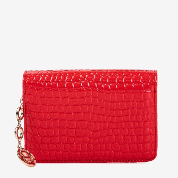 Portofel mic pentru femei roșu, cu relief de animale - Portofel