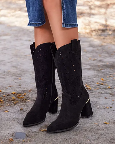 Royalfashion Evolle cizme stiletto ajurate