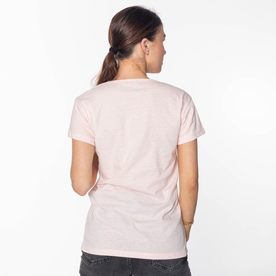 Tricou de damă roz cu TENDINȚE- imprimeu vestimentar