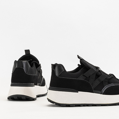 OUTLET Pantofi sport negri de dama cu talpa mai inalta Kanislo - Incaltaminte