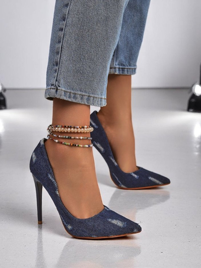 Royalfashion Pantofi stiletto pentru femei Denim Chic