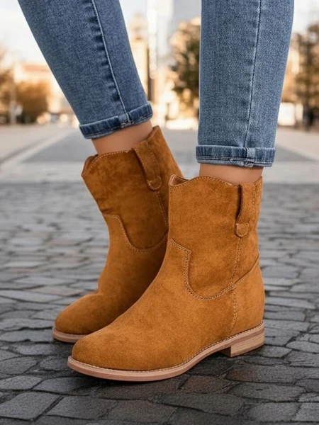 Cizme de cowboy maro pe o pană acoperită Jelluma - Încălțăminte