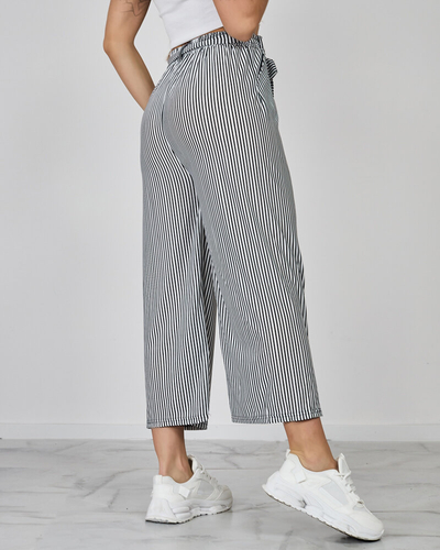 Royalfashion Pantaloni largi 7/8 cu dungi pentru femei