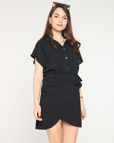 Rochie mini neagra de dama cu cravata - Imbracaminte