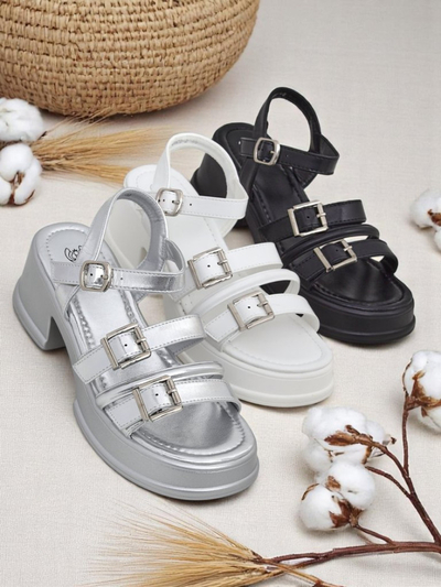 Royalfashion Sandale cu toc mic bloc pentru femei Otteze