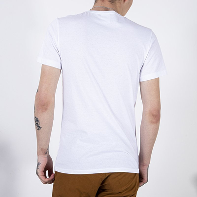 Tricou bărbătesc din bumbac alb cu imprimeu - Îmbrăcăminte