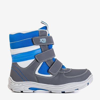 Cizme de zăpadă pentru băieți gri și albastru Sidan - Pantofi