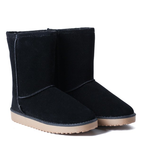 Ocieplane, czarne śniegowce Mibela - Obuwie