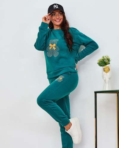 Royalfashion Set trening izolat pentru femei Green cu imprimeu