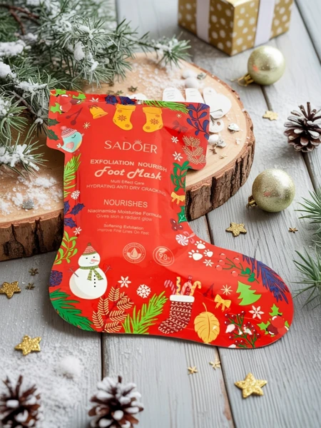 Mască de Crăciun pentru picioare - șosete cu niacinamide - hidratantă